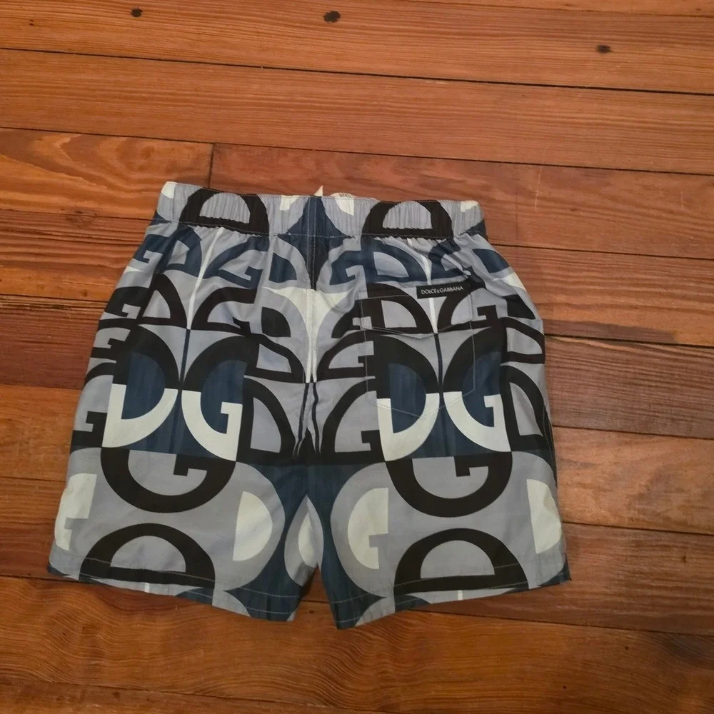 Dolce & Gabbana Kids Blue DG Logo Print Swim Shorts Trunks 18/24 Months NEW
